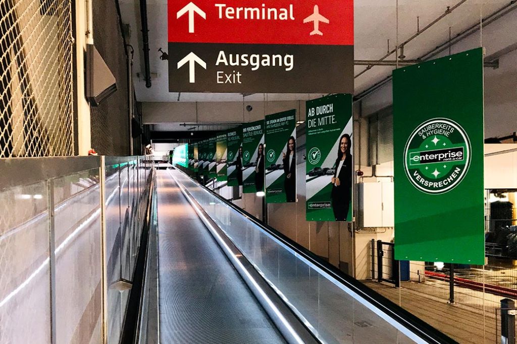 Banner net in the rental car center